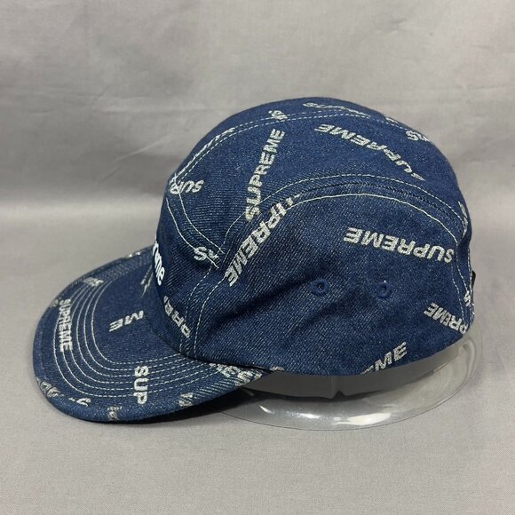 Supreme Strapback Clip Hat 5 panel Blue Denim Streetwear Box Glitter USA Mens - Picture 4 of 16